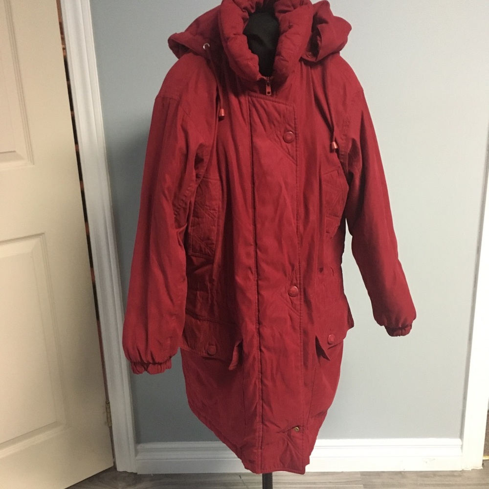 London Fog Woman’s Ruby Red Long Winter Coat